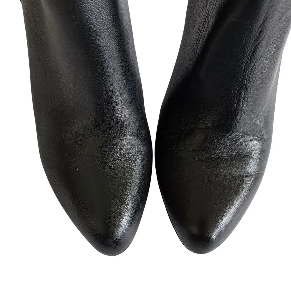 Brooks Brothers Black Leather Quilted Heels Ankle Boot 7.5 Bootie